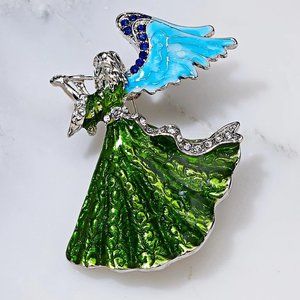 Exquisite Cindy Xaing Angel Brooch Pendant Pin with Crystals
